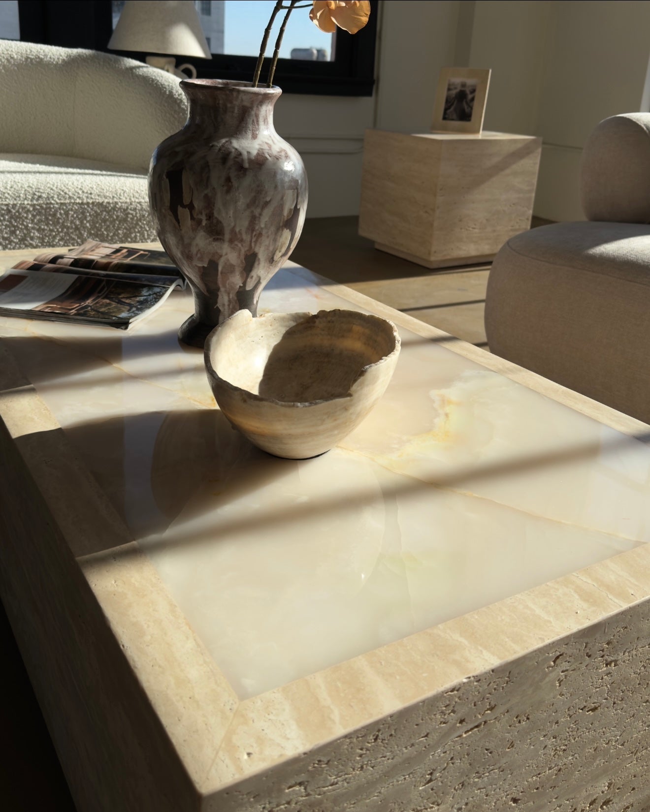 Palermo Travertine & Onyx Coffee Table - Belaré Home