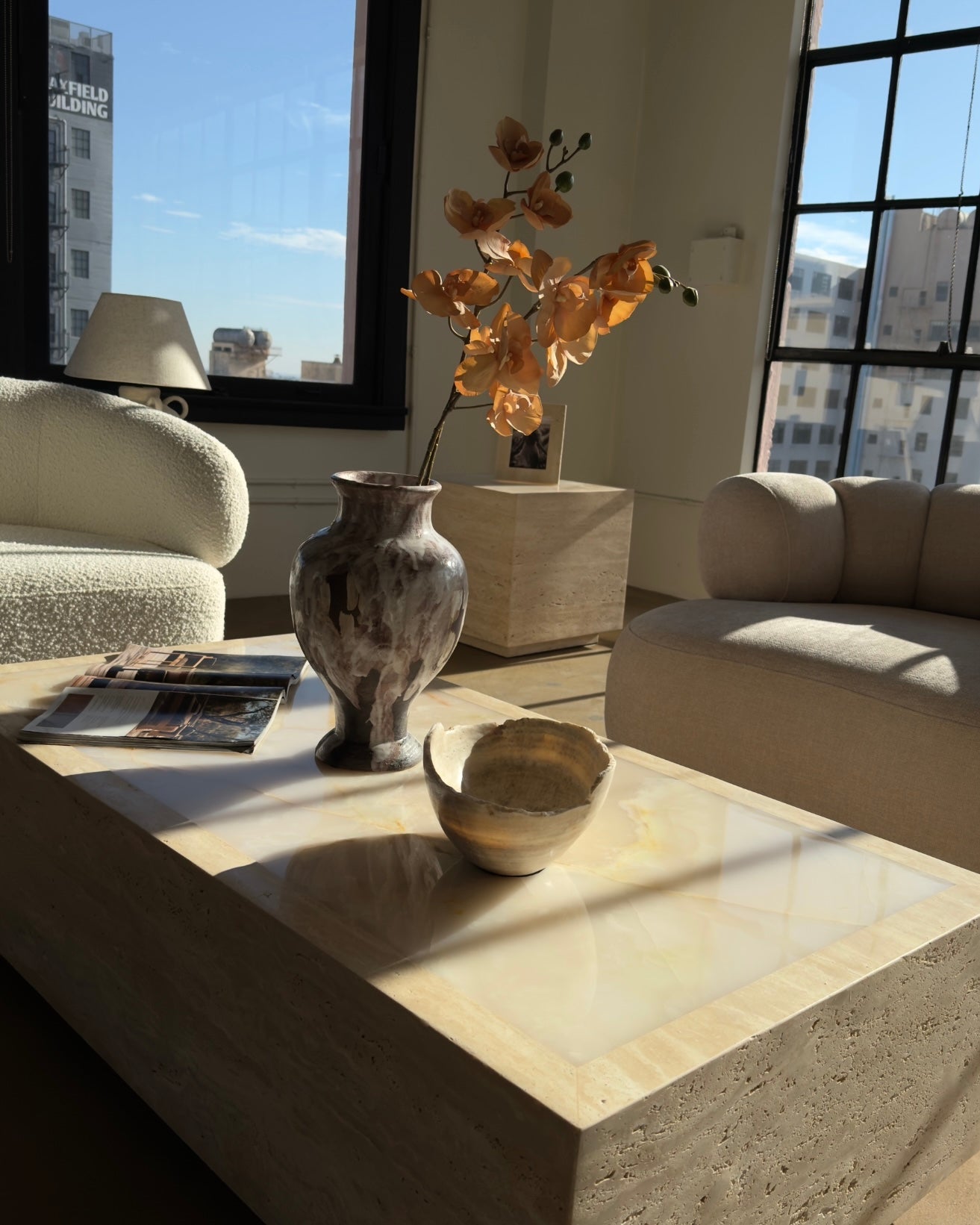 Palermo Travertine & Onyx Coffee Table - Belaré Home