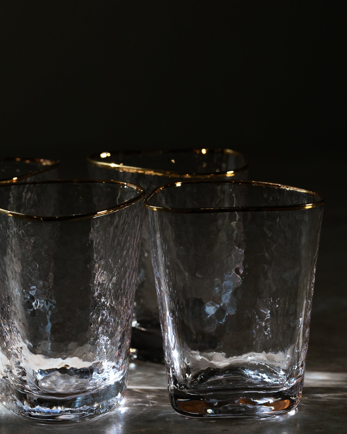 Roma Hammered Low Glasses (Set of 4) - Belaré Home