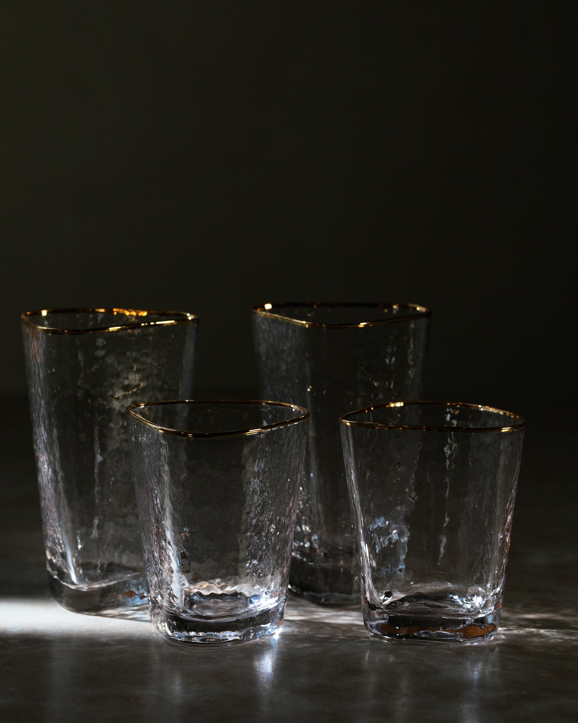 Roma Hammered Low Glasses (Set of 4) - Belaré Home